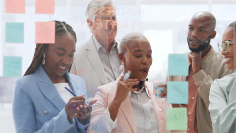 diversity, team and writing on board