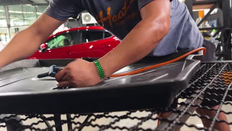 car detailing and cleaning in a workshop