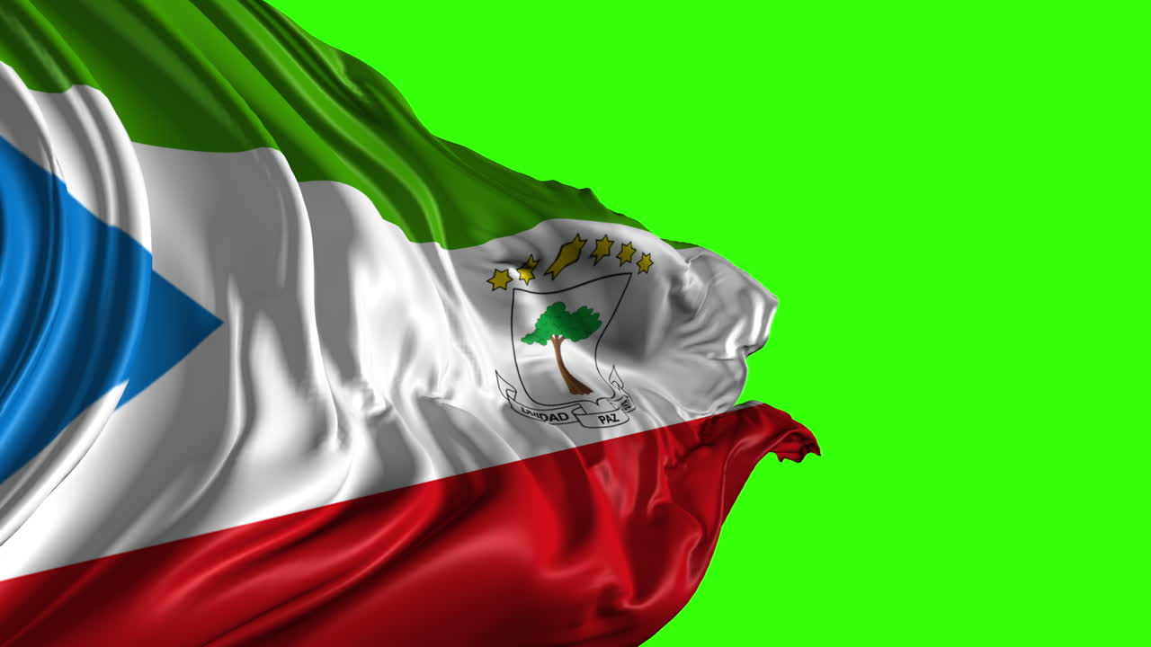 Flag of Equatorial Guinea on Green Screen