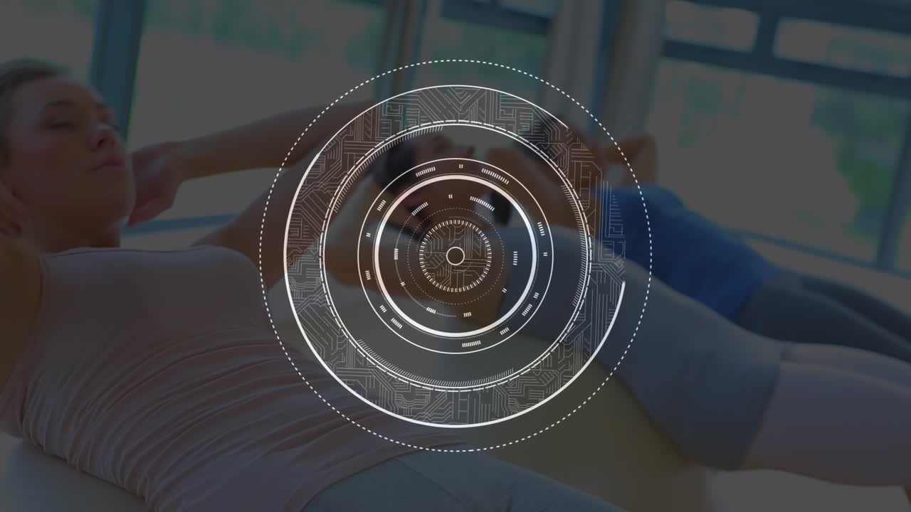 animación de la exploración del alcance sobre las personas que hacen ejercicio