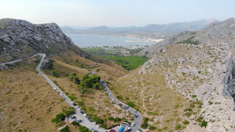 tourism traffic surge at mallorca mediterranean island spain aerial