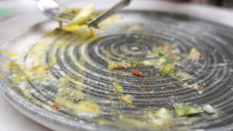 empty plate with leftover breakfast food