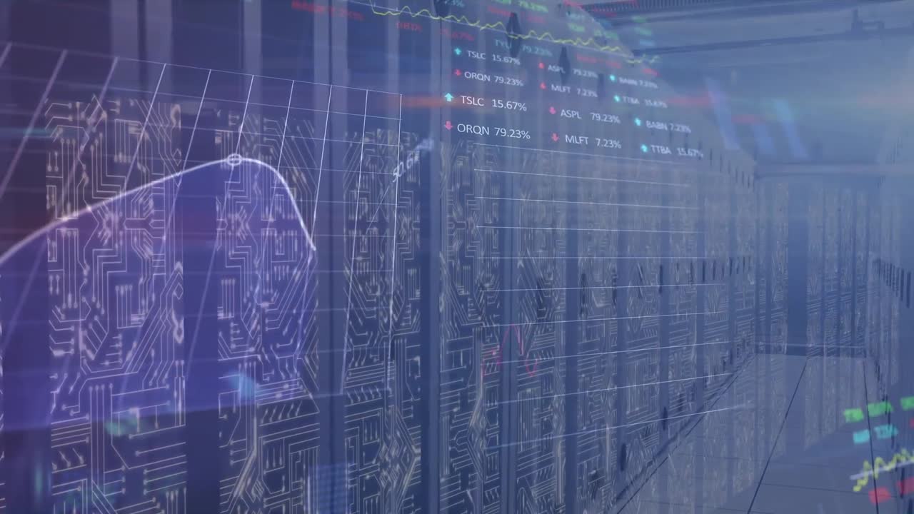 Animation of diverse financial data and graphs over servers