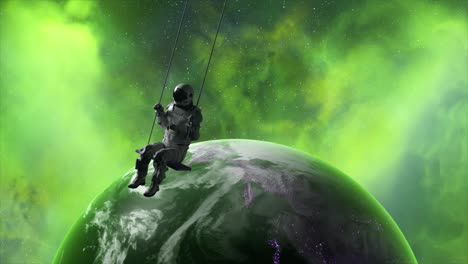 astronaut swinging in space