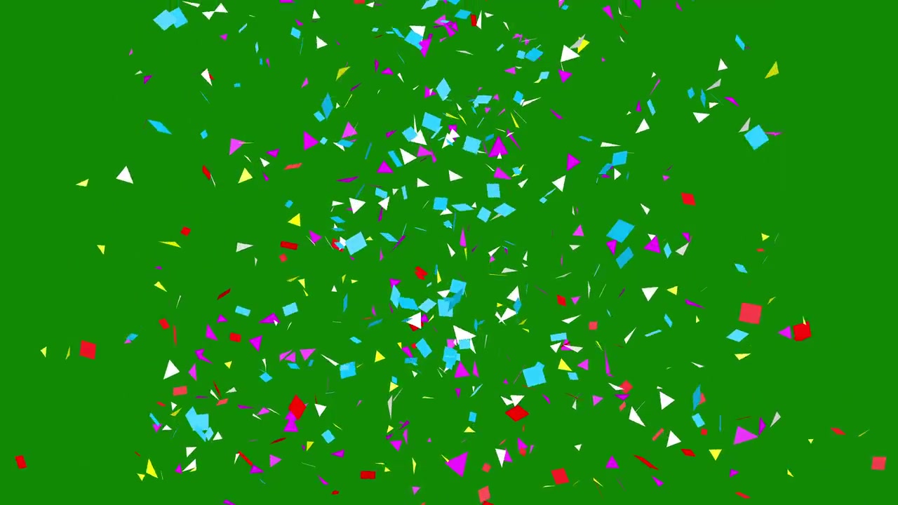 Esplosione di coriandoli colorati su sfondo a schermo verde