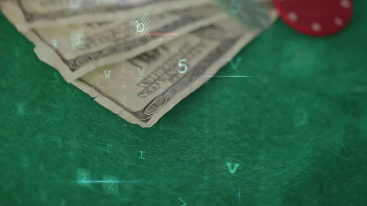 Animazione di elaborazione dati in movimento su banconota