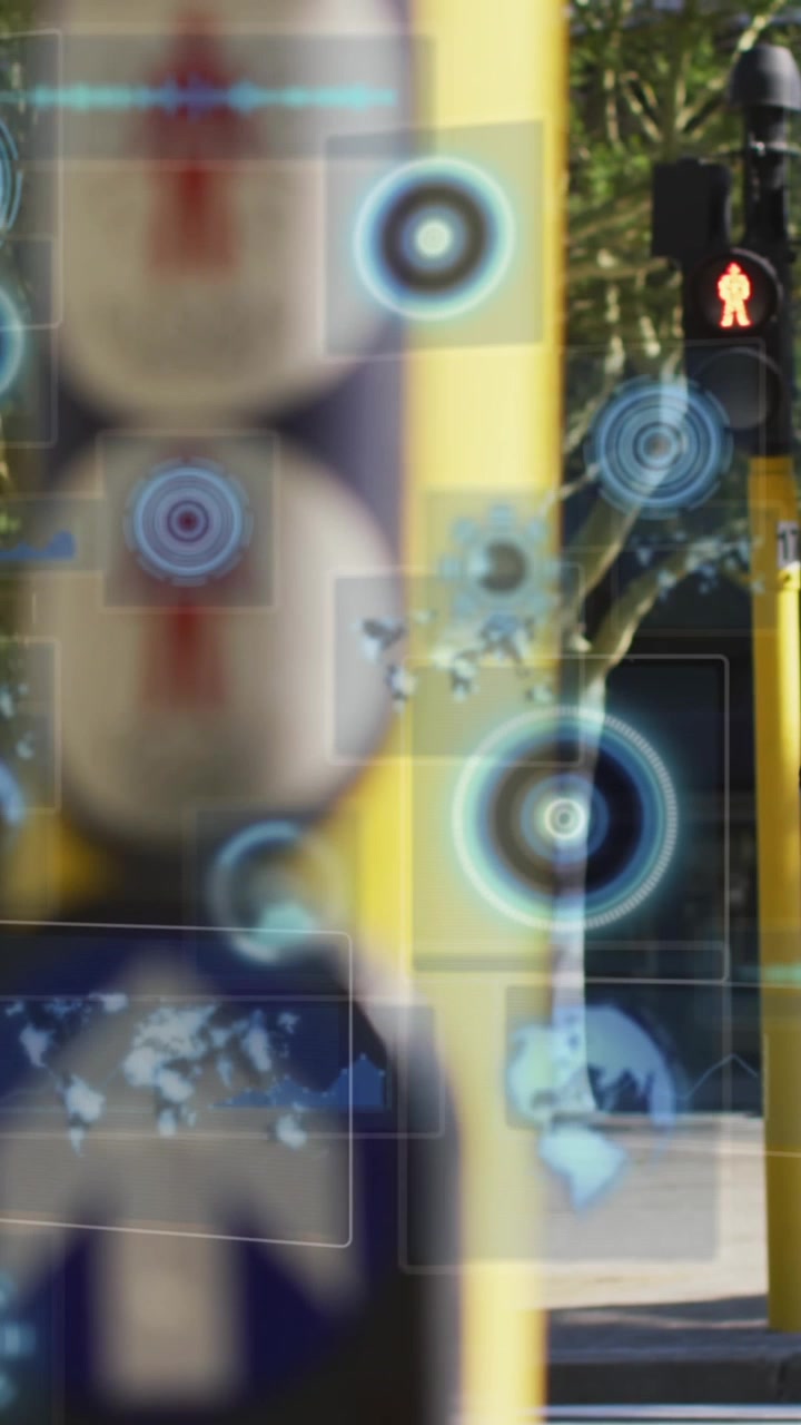 Animation of data processing over african american man using smartphone