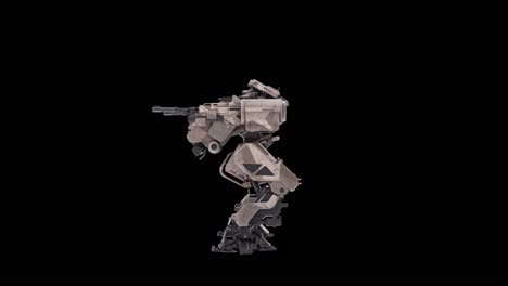 detailed 3d model of the robot dying front left view, warrior futuristic machine rendering animation, rigged skeletal structure, overlay for alpha matte channel blending, sci-fi concept