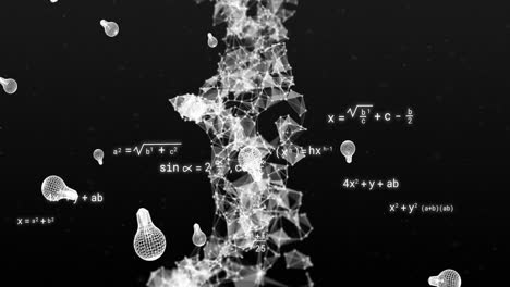 animación del procesamiento de datos científicos sobre una cadena de adn en fondo negro