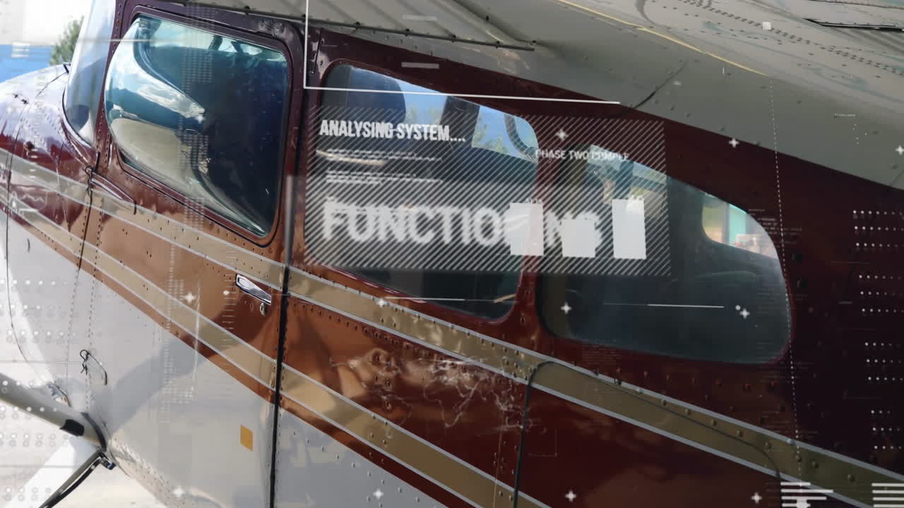 항공기 위에서 디지털 데이터 처리의 애니메이션