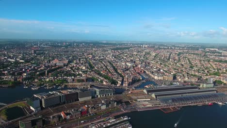 city aerial view over amsterdam