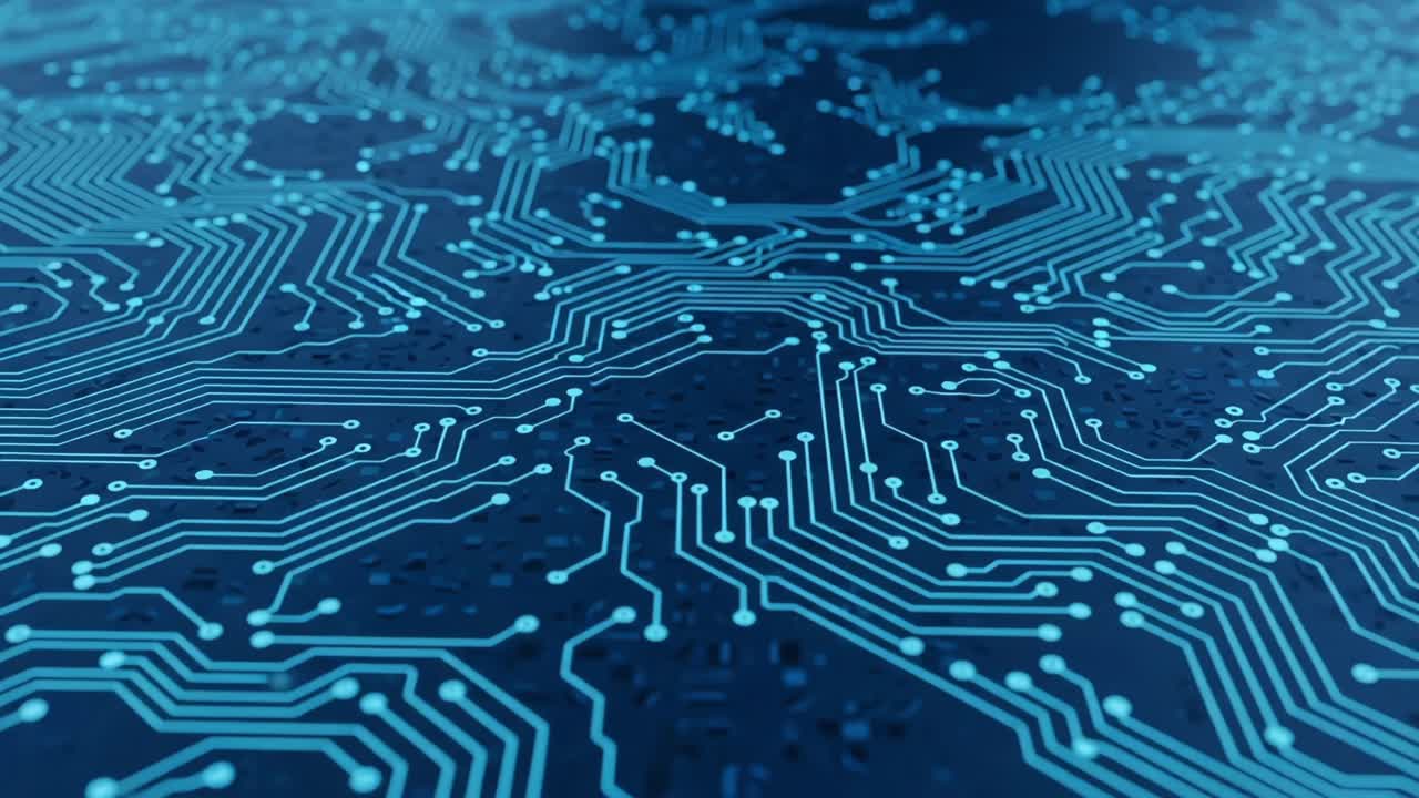 Intricate Digital Circuitry: A Detailed Exploration of Advanced Electronic Patterns and Connections in a Complex Network of Blue Circuit Lines