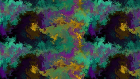 hermosa animación de pintura de aceite multicolor, resumen de nubes moviéndose hacia la izquierda sobre fondo negro
