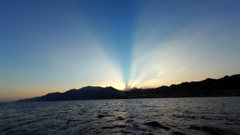 Beautiful-Sunset-Over-the-Red-Sea,-Dahab,-Sinai-Peninsula,-Egypt---Wide-Shot