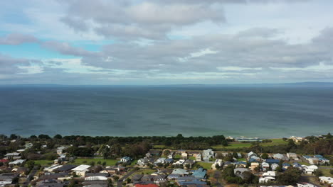 AERIAL-DOLLY-BACK-Coastal-Township-Of-St-Leonards,-Victoria-Australia