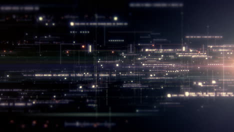 futuristic abstract de-focus flowing data matrix, meta, metaverse, telemetry and encrypt numbers display with particles simulation in cyber space environment for head up display loop background