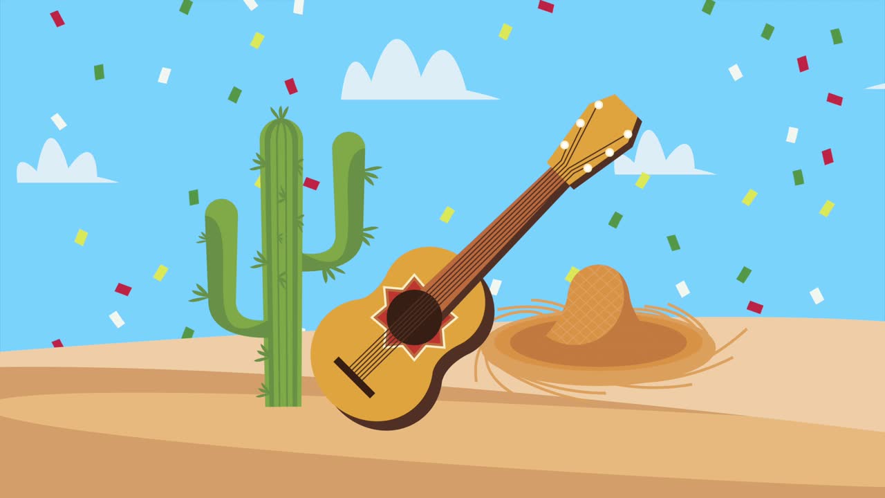 사막에서 기타와 함께 페스타 주니나 애니메이션