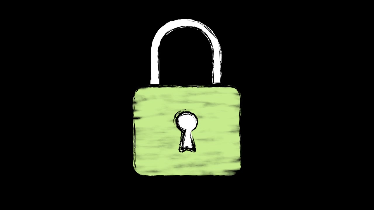 Animated Hand-Drawn Padlock Security Icon Appearing and Disappearing