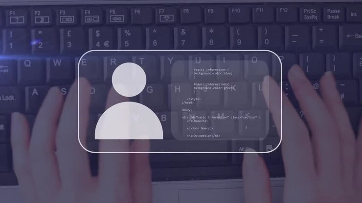 Animazione di tastiera di computer, icona ed elaborazione dati
