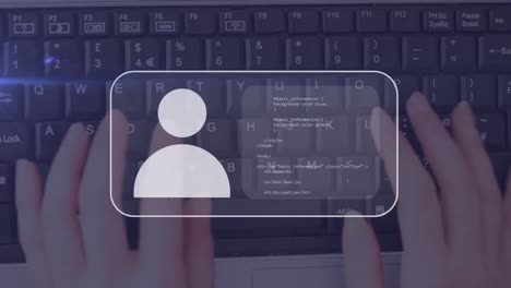 animation of computer keyboard, icon and data processing