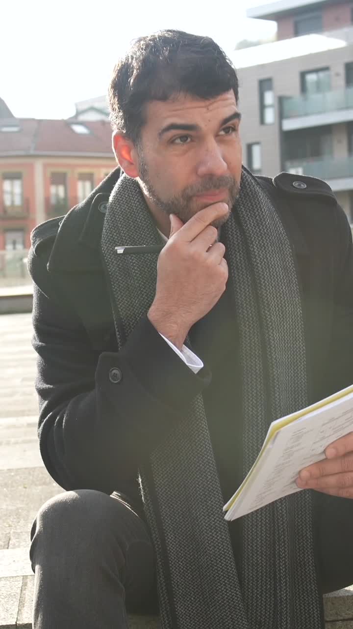 Man sitting outdoors writing in a notebook