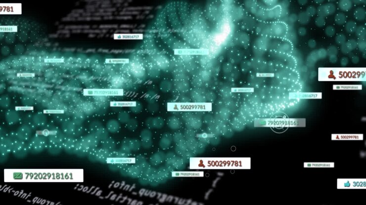 Animation of media icons over data processing