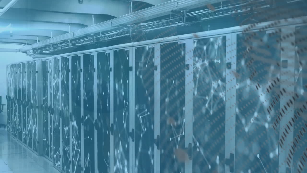 데이터 처리 및 서버  ⁇ 을 통한 연결 네트워크의 애니메이션