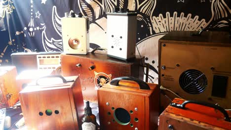 collection of old-fashioned paranormal ghost and spirit box electronic communication evp equipment