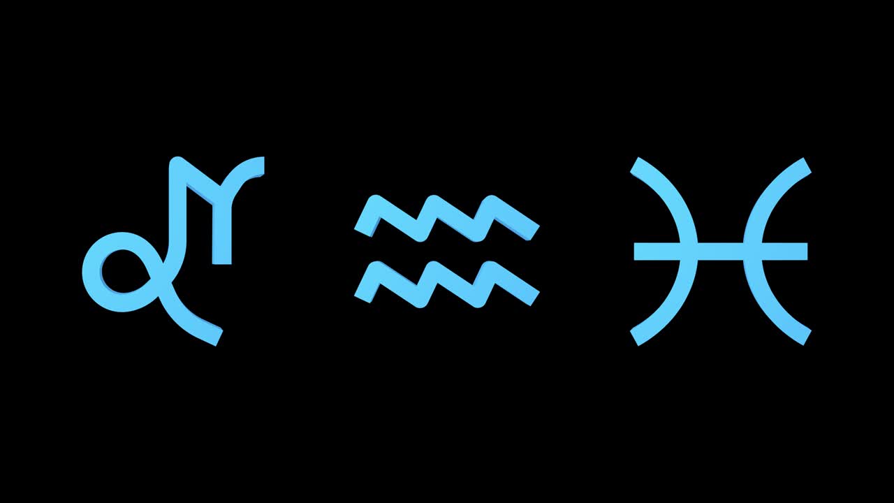 signos del zodiaco capricornio acuario peces. conjunto de iconos. canal alfa