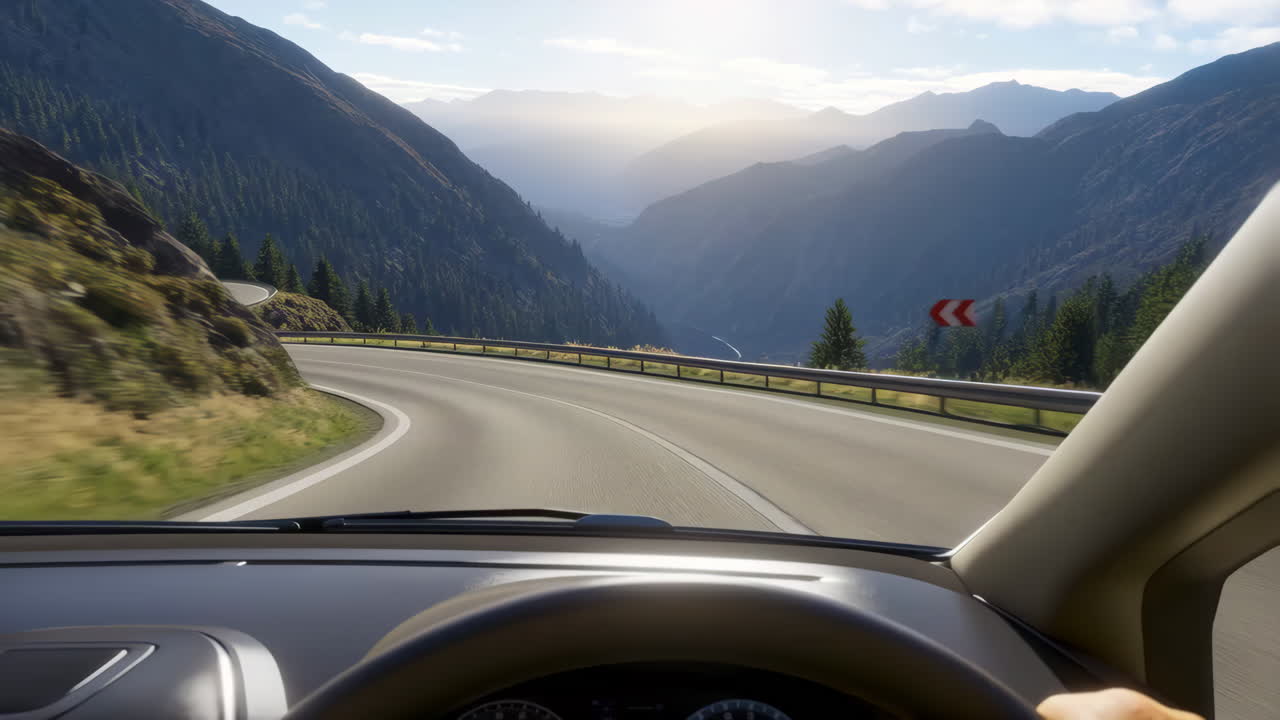 Guidare su una strada panoramica di montagna