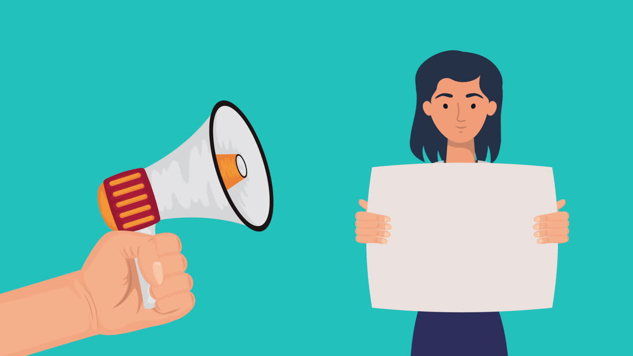 joven que protesta por los derechos humanos