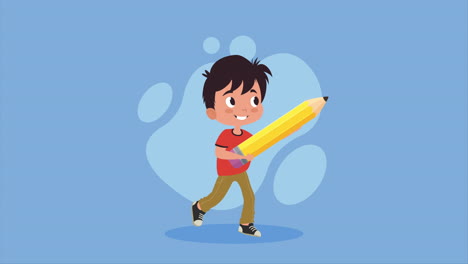 child with a large pencil