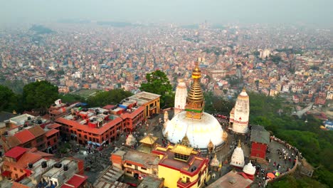 aerial view swayambhunath stupa in nepal