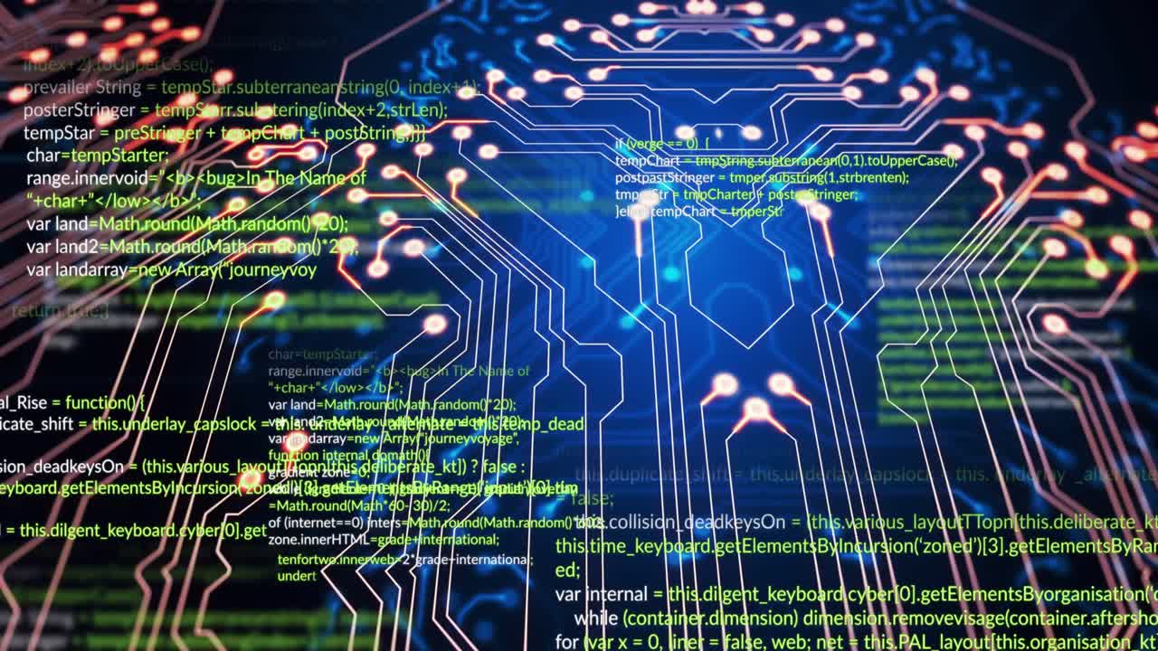 animación del procesamiento de datos sobre un fondo negro