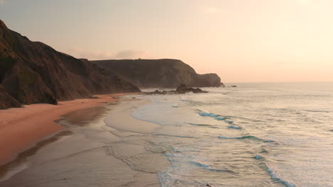 aerial: the surf beaches of cordoama and castelejo in the algarve, portugal