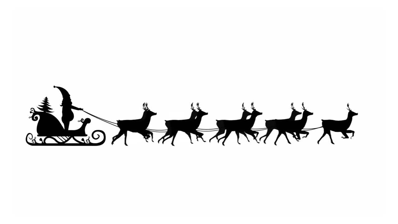 Santa Claus in sleigh pulled by reindeers