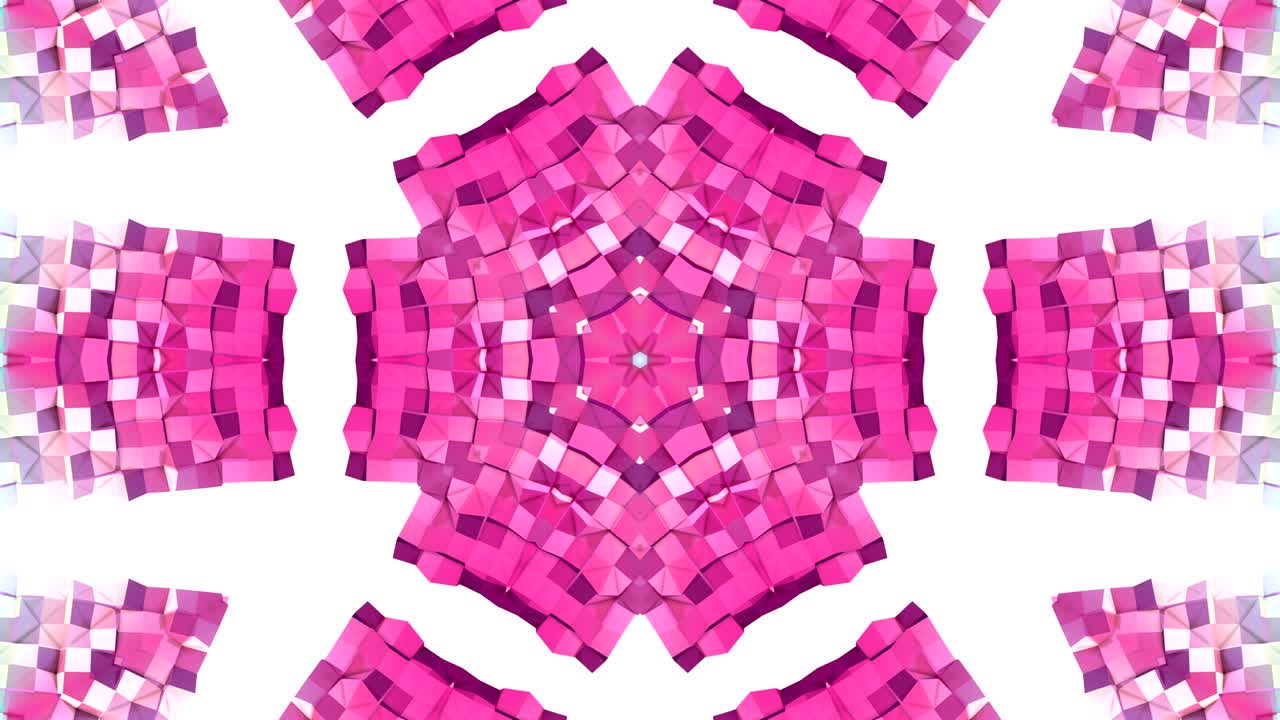 fondo geométrico de poli rojo bajo como un vitral móvil o mecanismo complejo en 4k. animación 3d de bucle, imágenes sin costuras en el estilo popular de poli bajo. v3