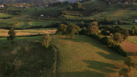 Filmaufnahmen-Von-Bergen-Mit-Grünem-Wald-Und-Grünem-Gras-In-Der-Frühlingssaison