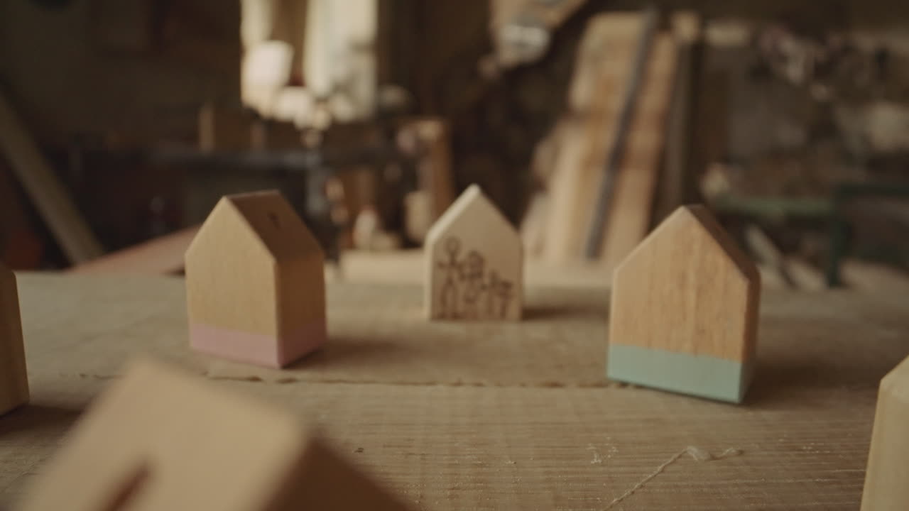 Wooden toy houses
