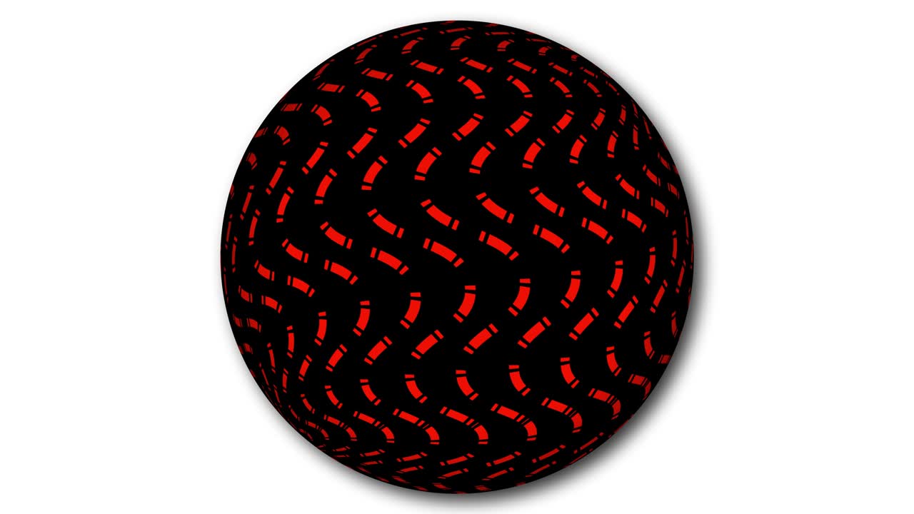 Stripy geometric line animation on a sphere. Animated abstract sphere moving on white background.