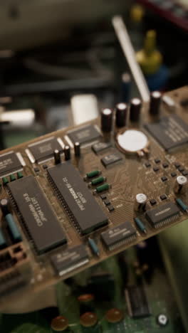 close-up of an old circuit board