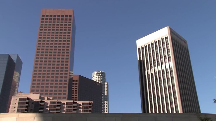 Panoramica del centro finanziario di Los Angeles, California, USA-1