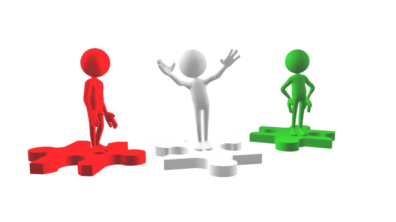 퍼즐을 보여주는 3d 남성