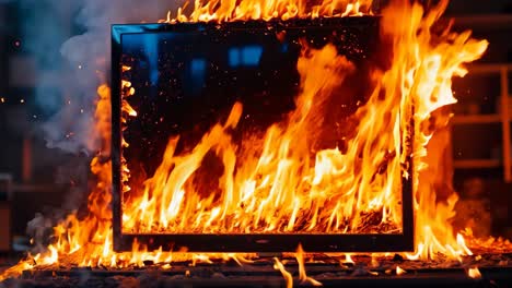 un televisor de pantalla plana sentado en la parte superior de un fuego