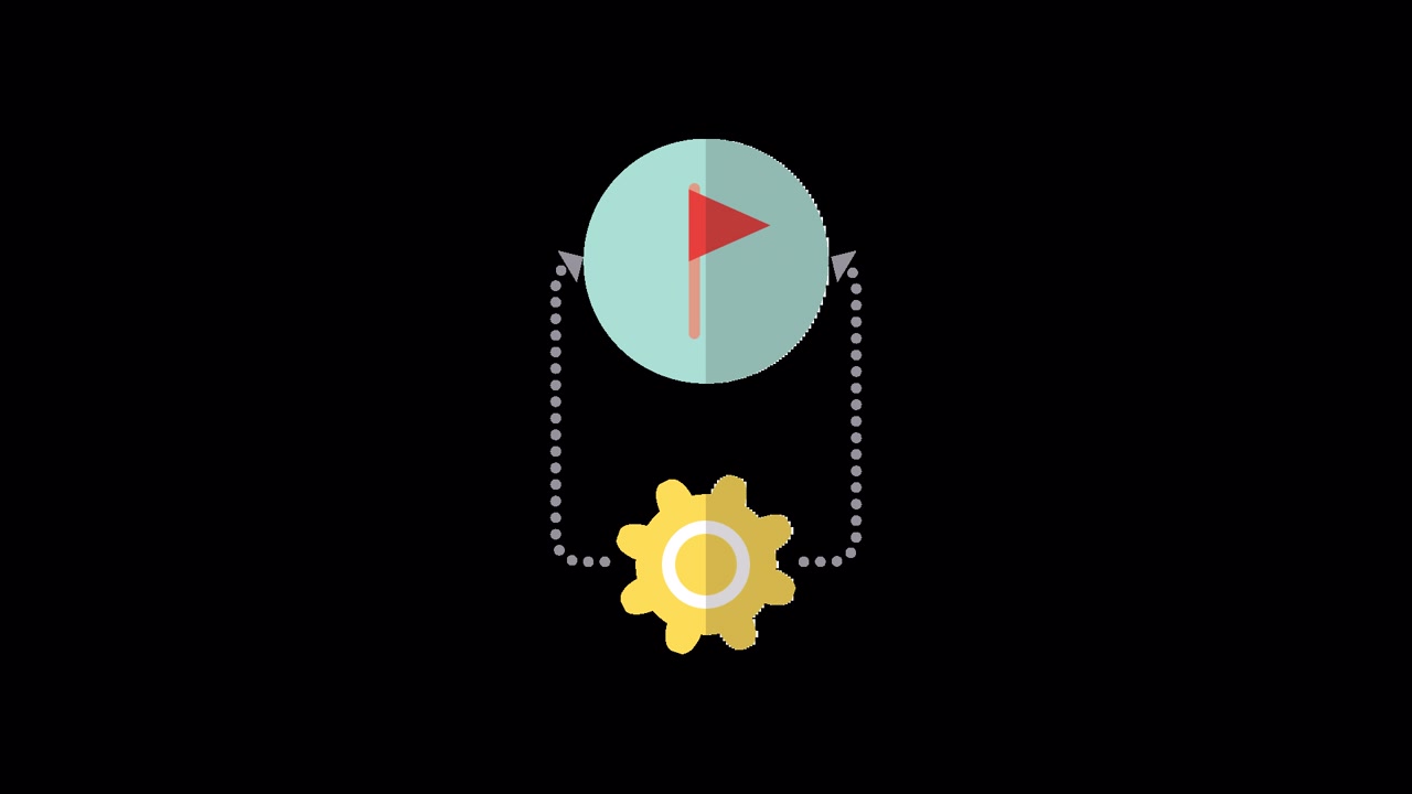 Animated Gear and Flag Icon for Process Workflow Concept