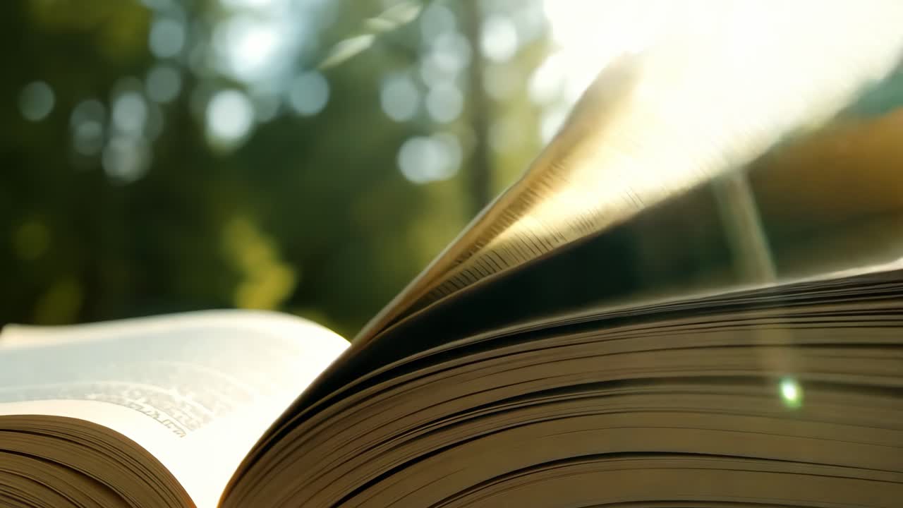 libro abierto en un bosque soleado