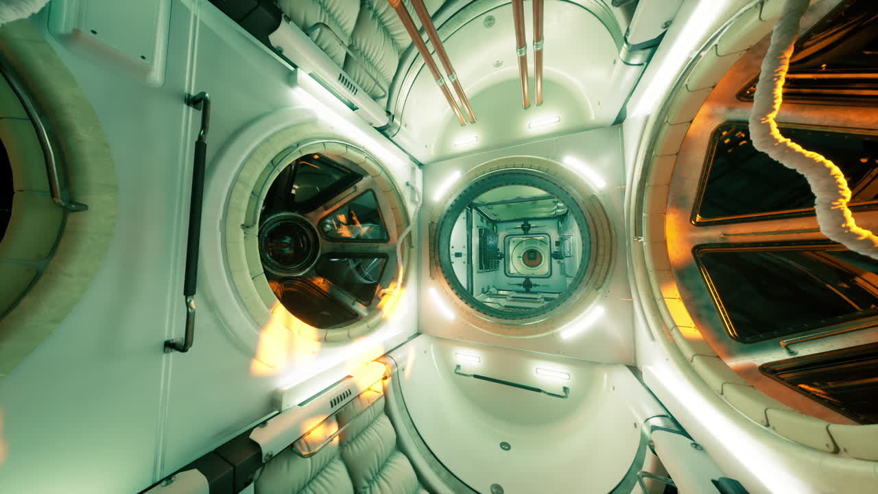 Futuristic space station interior with advanced tech and design