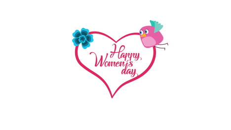 happy womens day lettering with heart and flowers