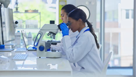 Laboratory,-science-and-woman-for-microscope