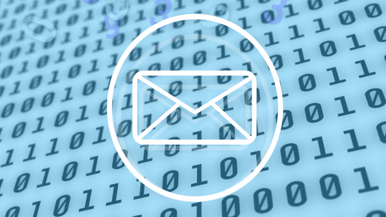 анимация значка конверта и обработка данных с помощью двоичного кодирования